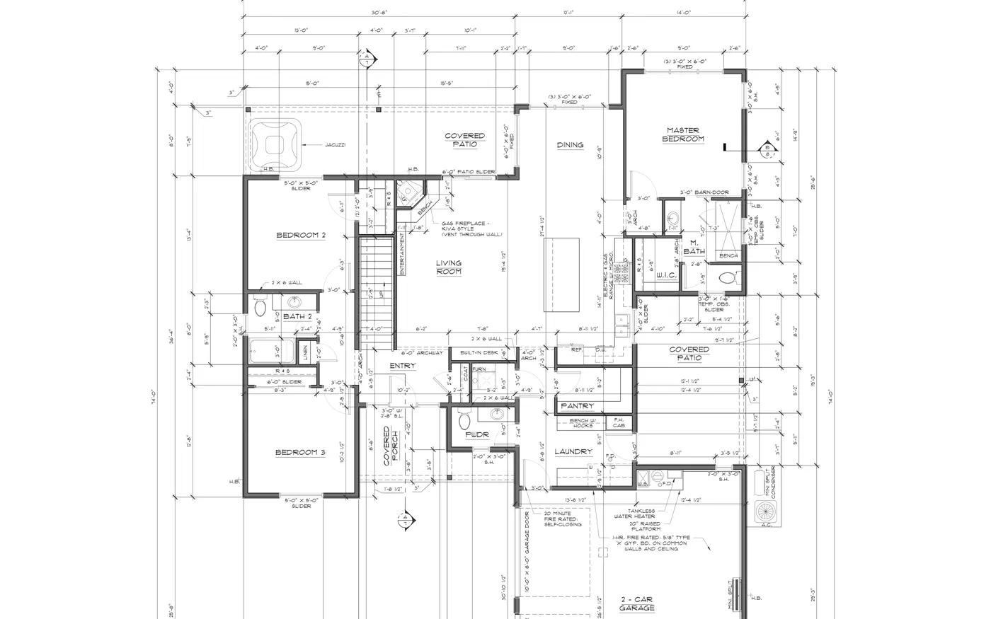 Cropped main floor plan for an Arizona custom residence