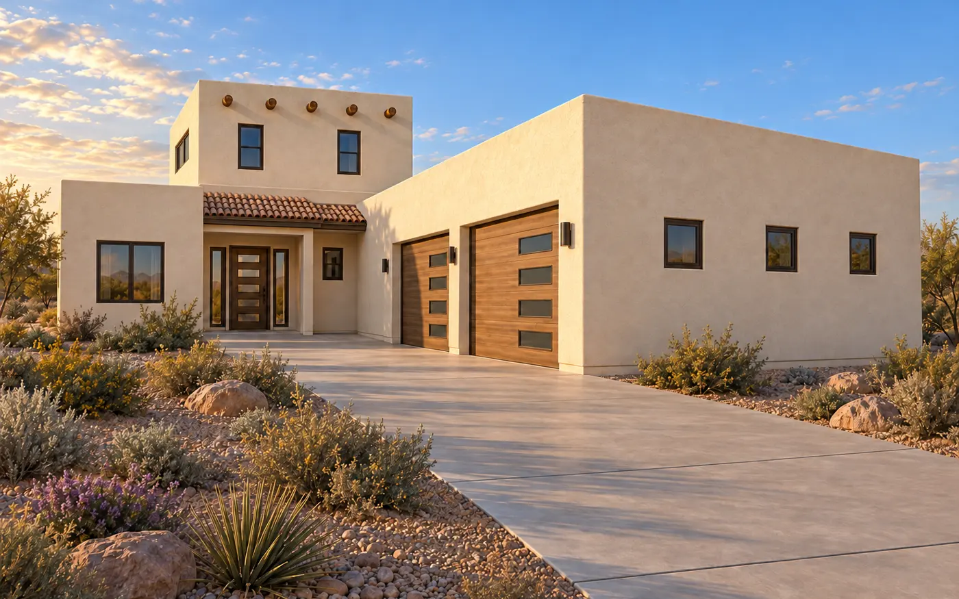 Front design visualization of an Arizona custom residence
