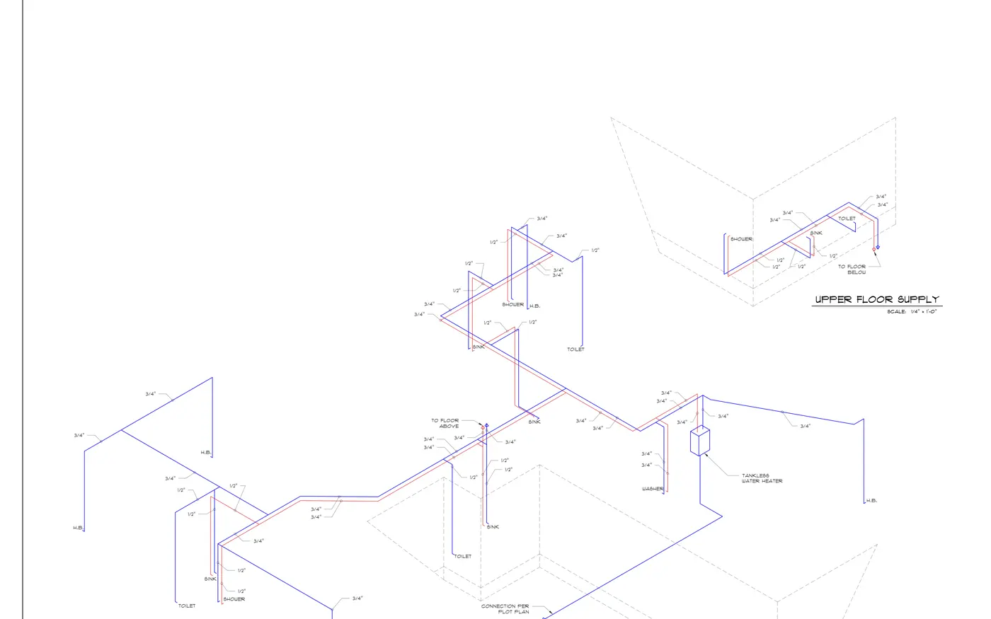Cropped residential water-piping schematic