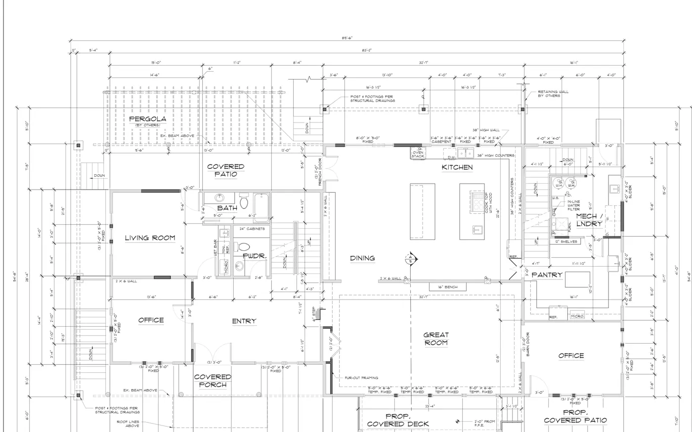 Cropped proposed floor plan for an Arizona residential remodel